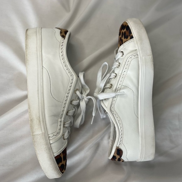 Ann Taylor Savannah Leopard Print Haircalf Leather Sneaker Stitched Size 8.5 - Picture 6 of 12